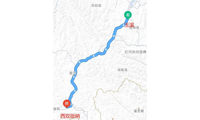 
The route of the Asian elephants was marked by a netizen. Photo: Weibo 
