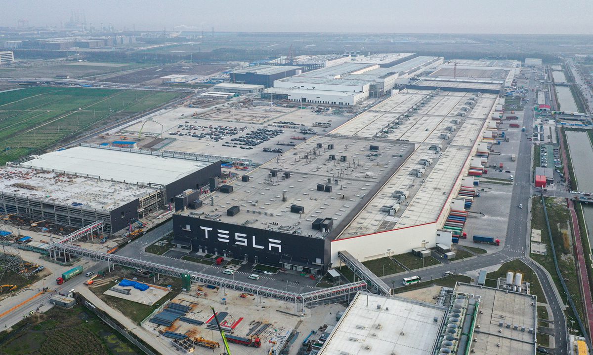 Tesla's Gigafactory in Shanghai Photo:VCG
