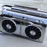 Close-up of Nvidia graphics cards