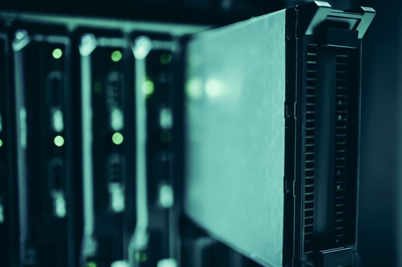 Modern data center with rows of servers